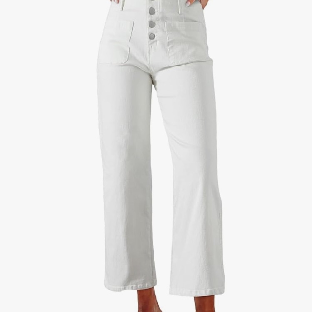 Elegant White Wide-Leg Jeans